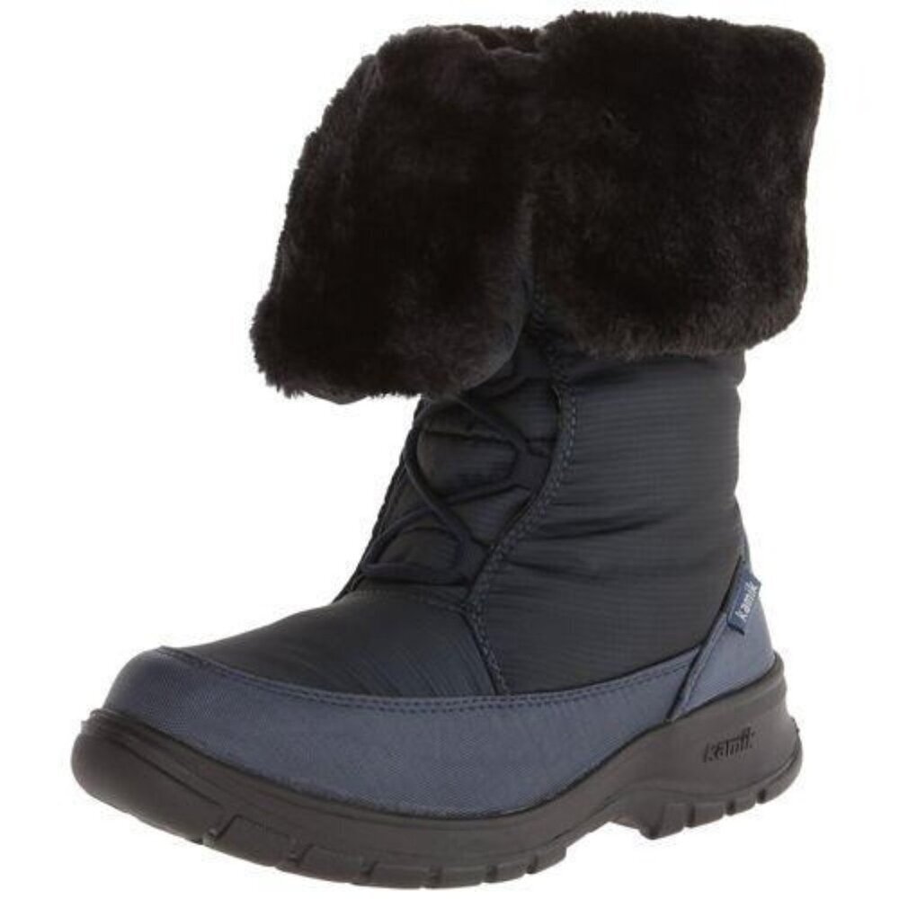 Kamik Seattle Winter Snow Boots Womens 6 Navy Blue Fur‎ Insulated